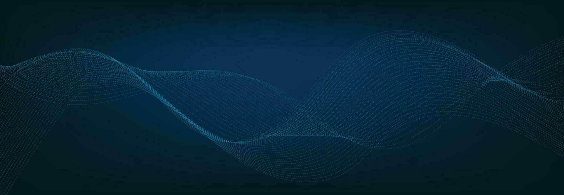 Abstract Banner Template with Blue wavy lines. Technology Banner. vector