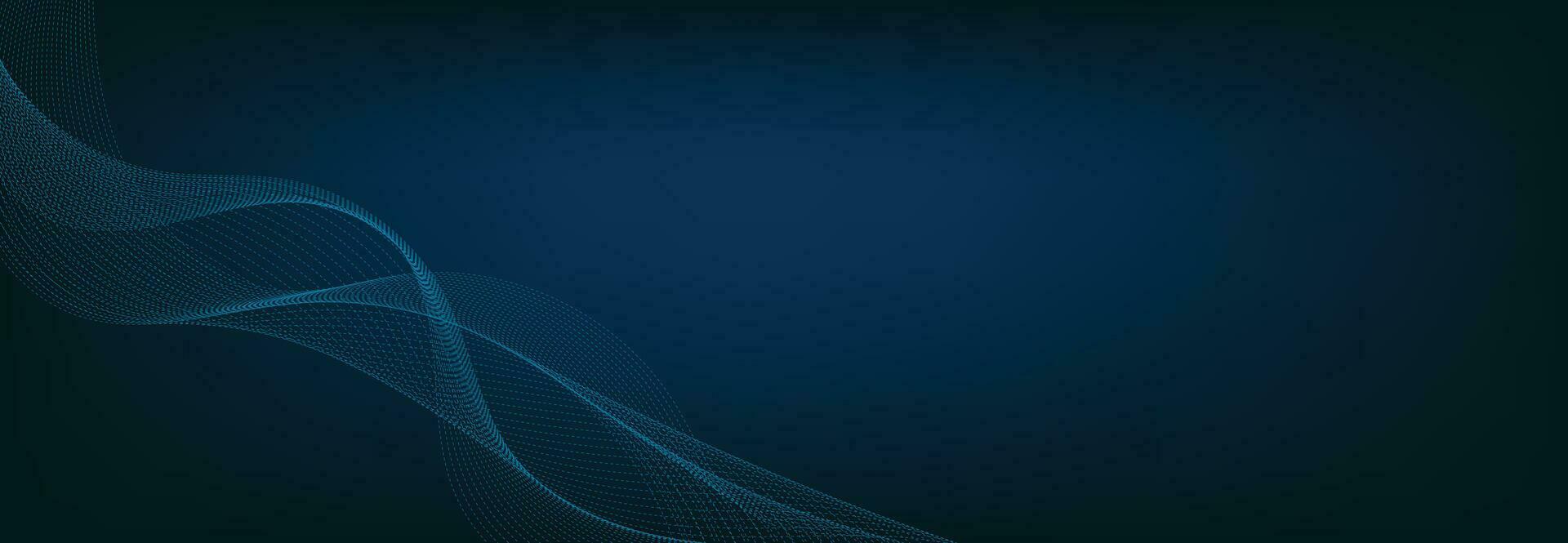Abstract Banner Template with Blue wavy lines. Technology Banner. vector