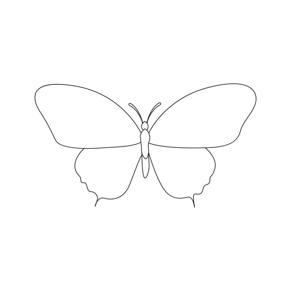 Continuous butterfly one line drawing and simple single outline vector Drawing