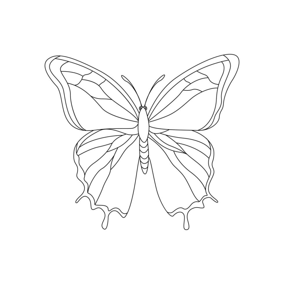 Continuous butterfly one line drawing and simple single outline vector Drawing