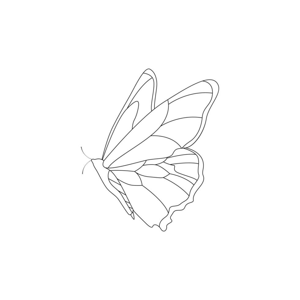 Continuous butterfly one line drawing and simple single outline vector Drawing