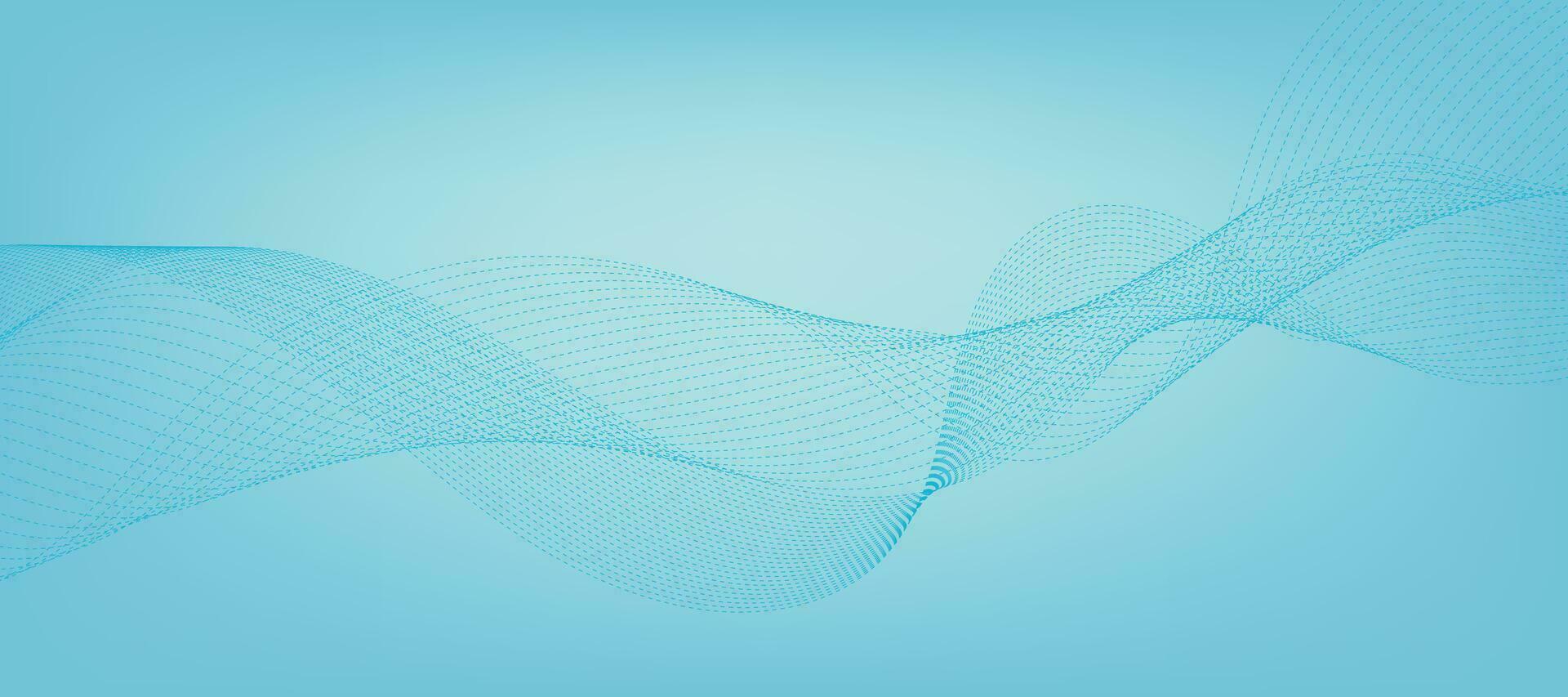 Abstract Blue Gradient Background Template with Blue Dotted Wavy Lines. Winter Background. vector