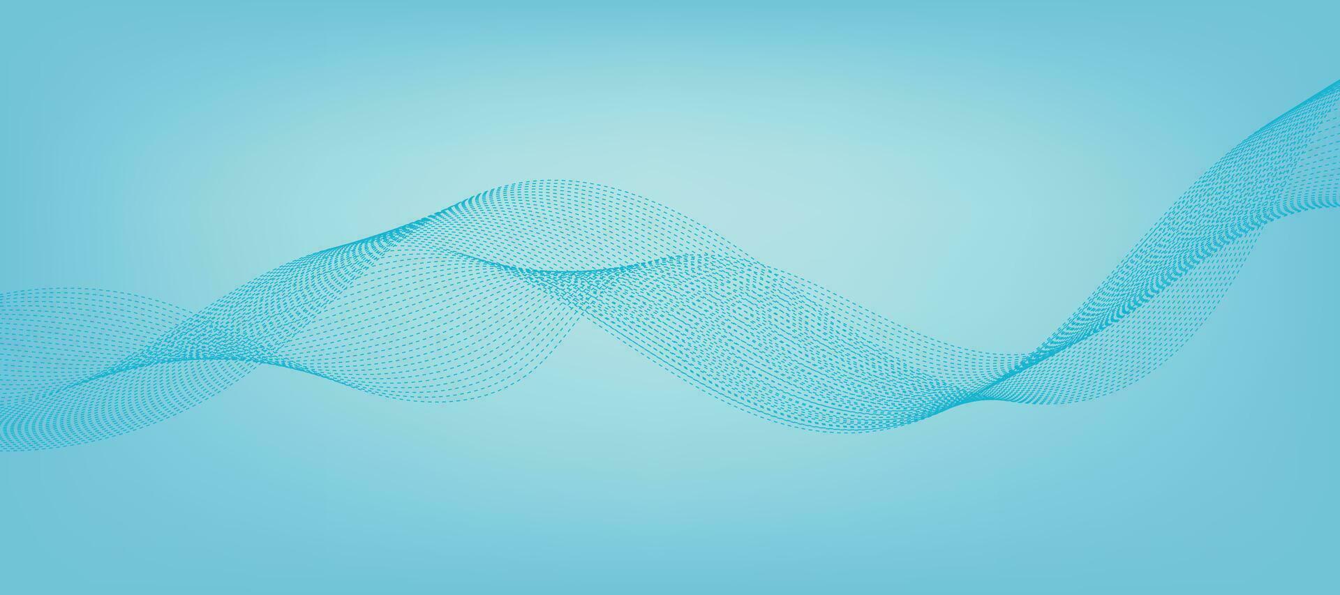 Abstract Blue Gradient Background Template with Blue Dotted Wavy Lines. Winter Background. vector