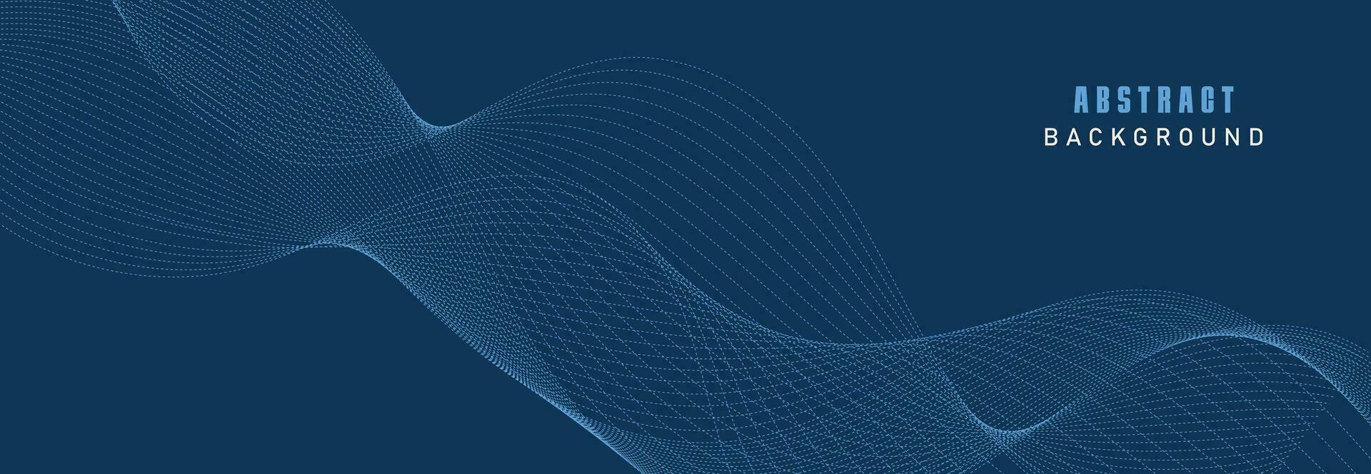 Vector Data Technology Background. Dotted Halftone Waves Connecting Dots and Lines on a Blue Background.