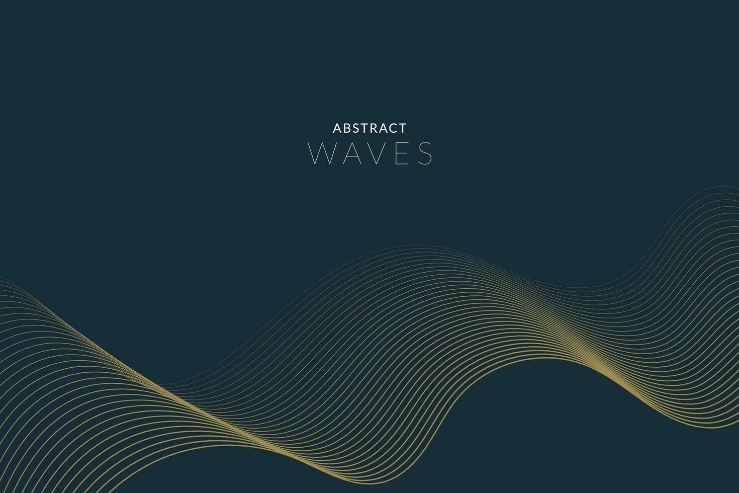 Abstract Blue Vector Background with Golden Wavy lines