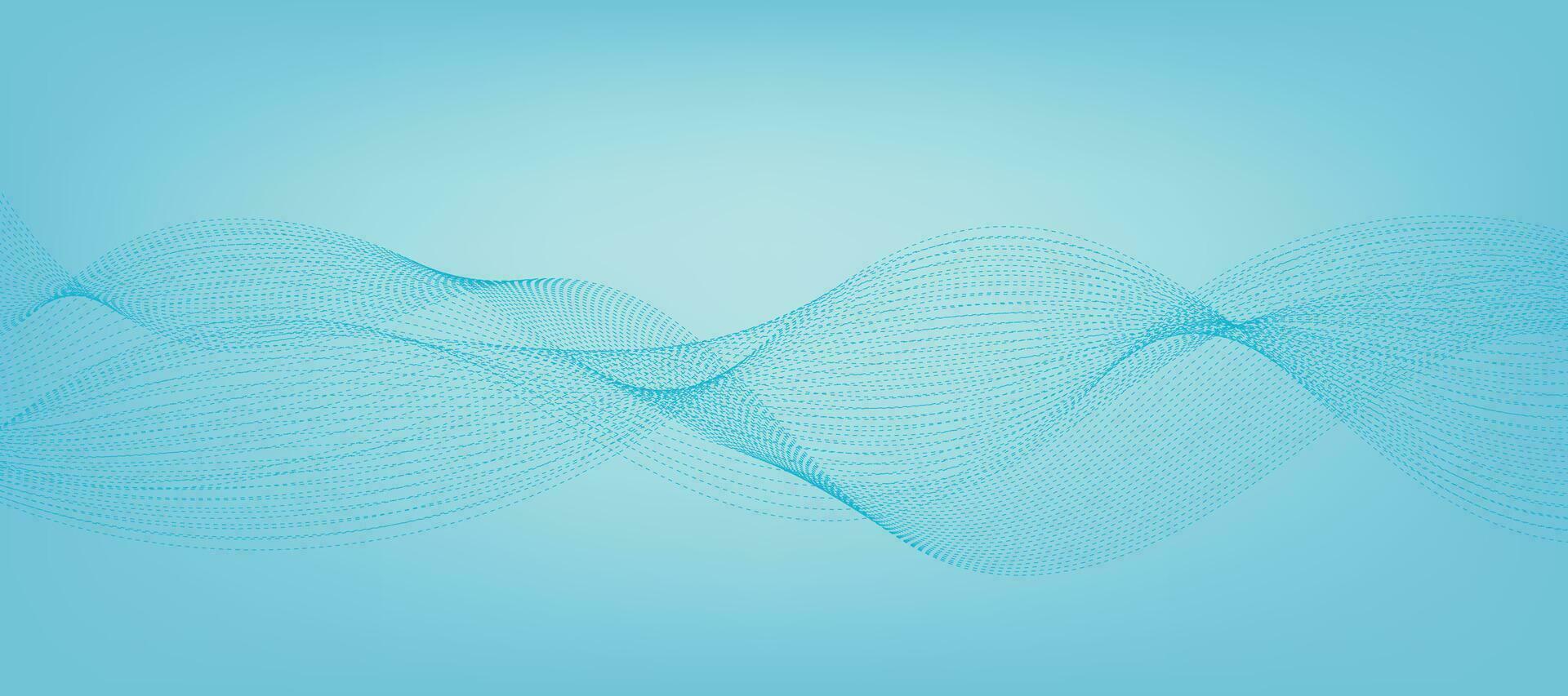Abstract Blue Gradient Background Template with Blue Dotted Wavy Lines. Winter Background. vector
