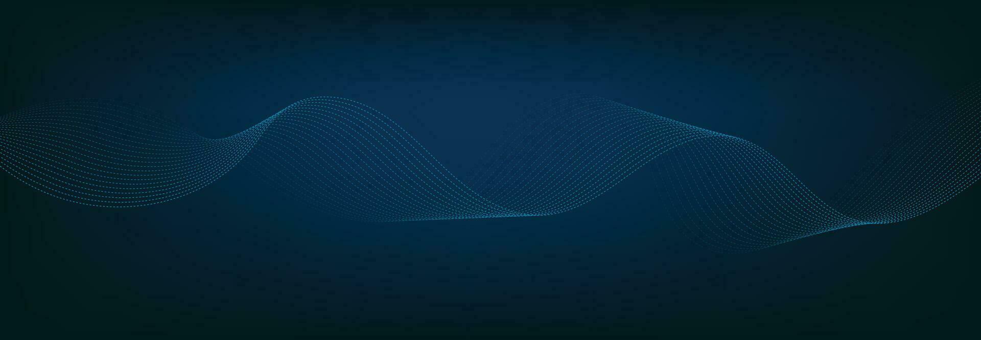 Abstract Banner Template with Blue wavy lines. Technology Banner. vector