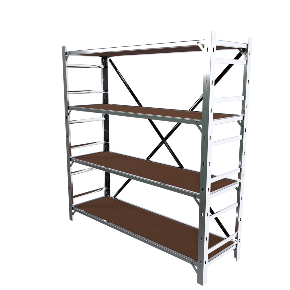 a metal shelving unit with shelves on it png