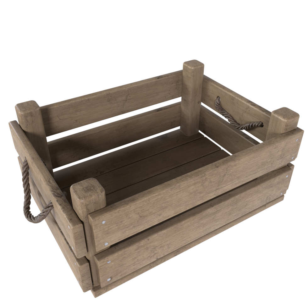wooden crate with rope handles on a transparent background 33218617 PNG