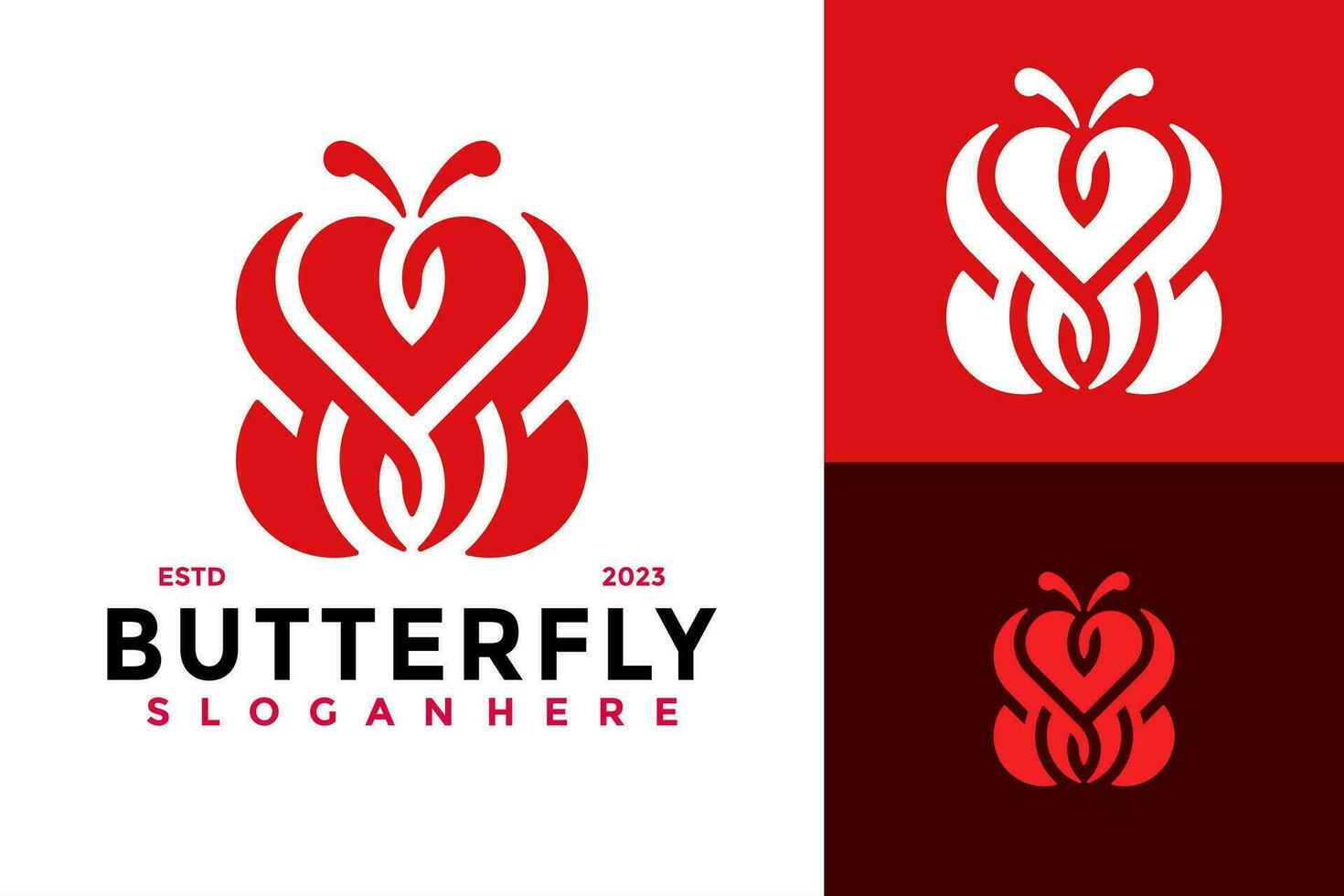 Buttefly Heart Logo design vector symbol icon illustration