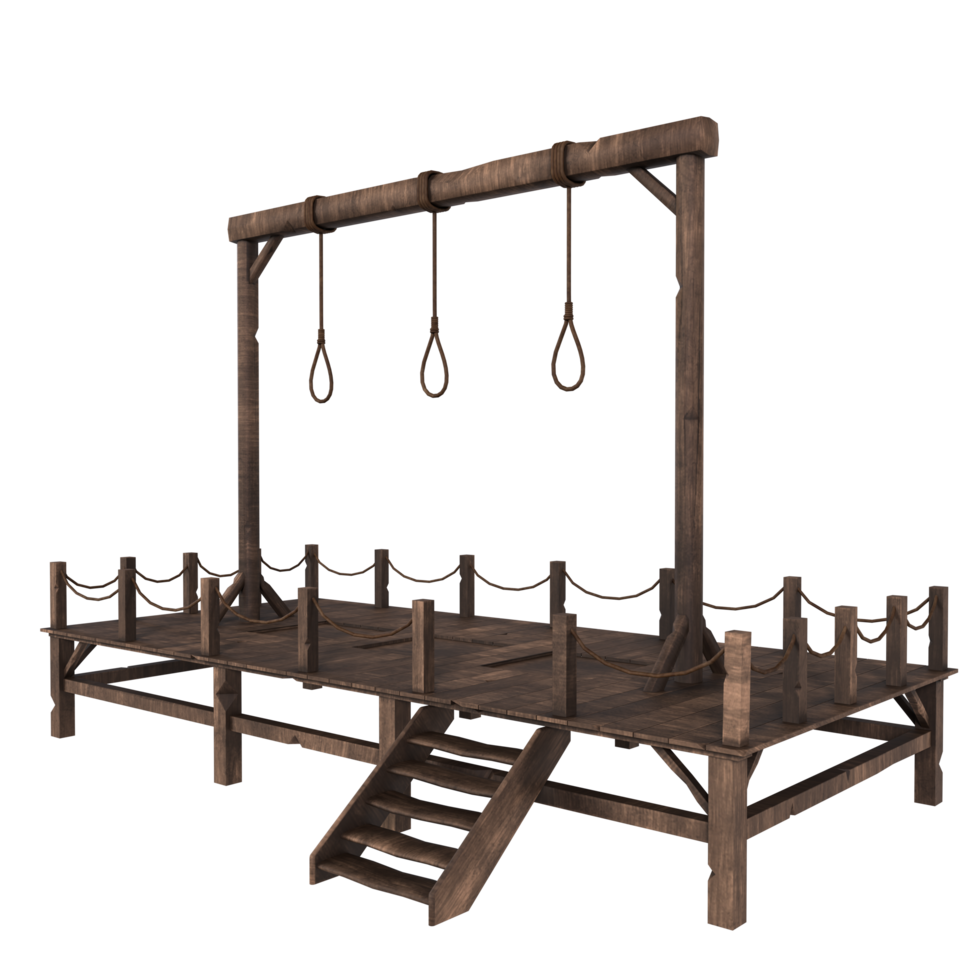 a wooden platform with ropes hanging from it png