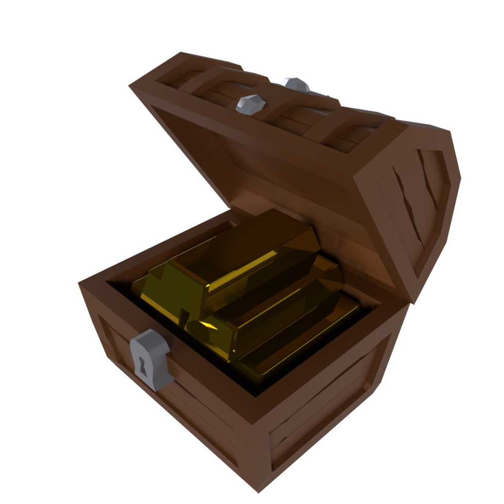 a chest with gold bars in it on a transparent background png