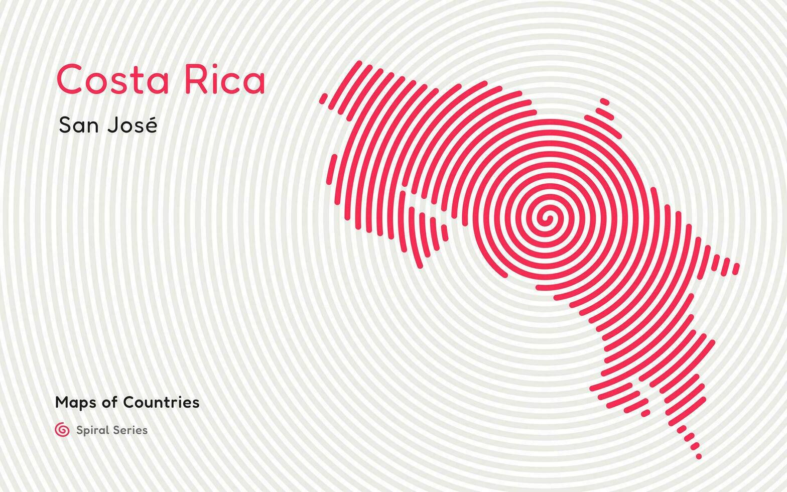 resumen mapa de costa rica en un circulo espiral modelo con un capital de san José. latín America colocar. vector