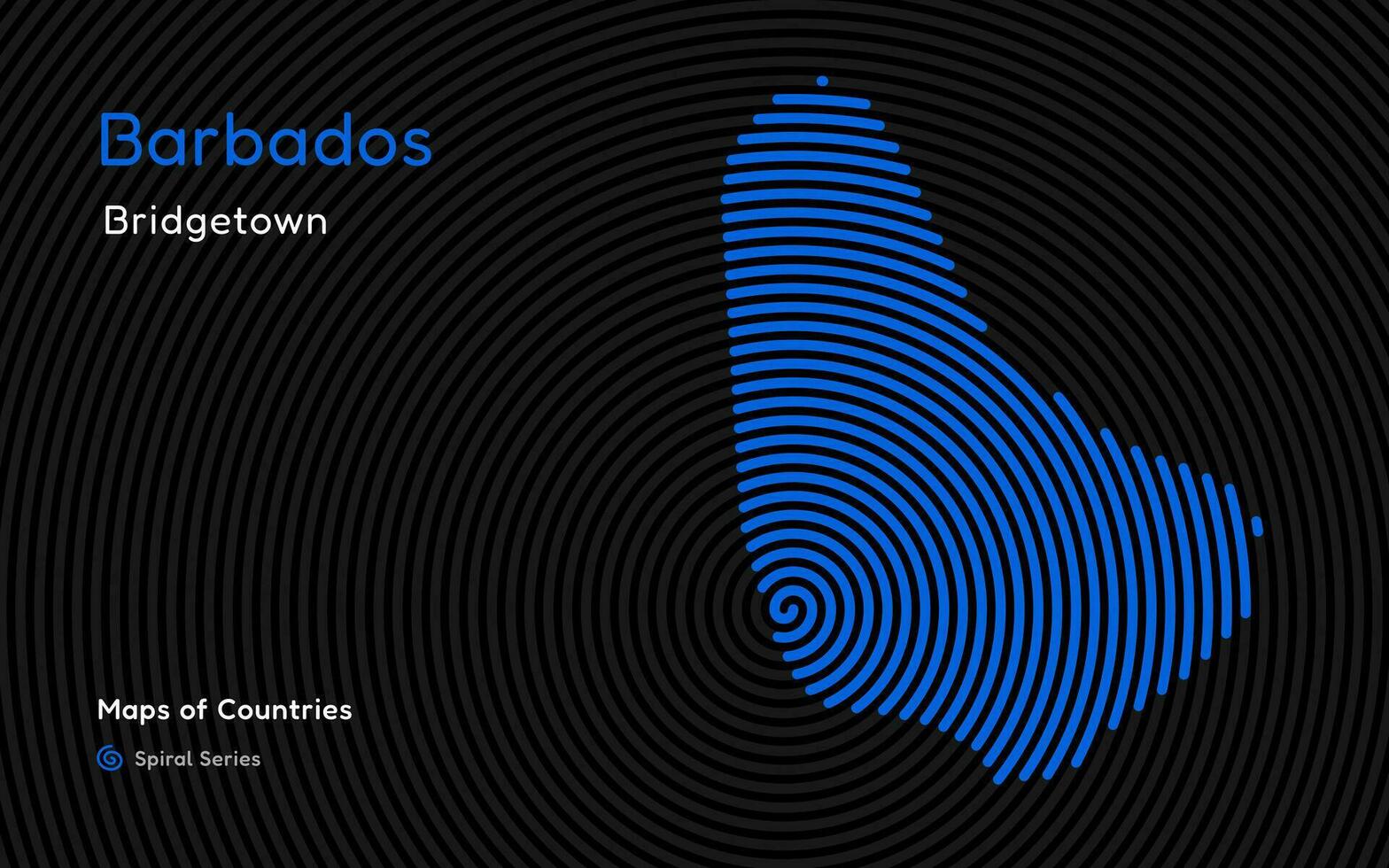 resumen mapa de barbados en un circulo espiral modelo con un capital de ciudad puente. latín America colocar. vector