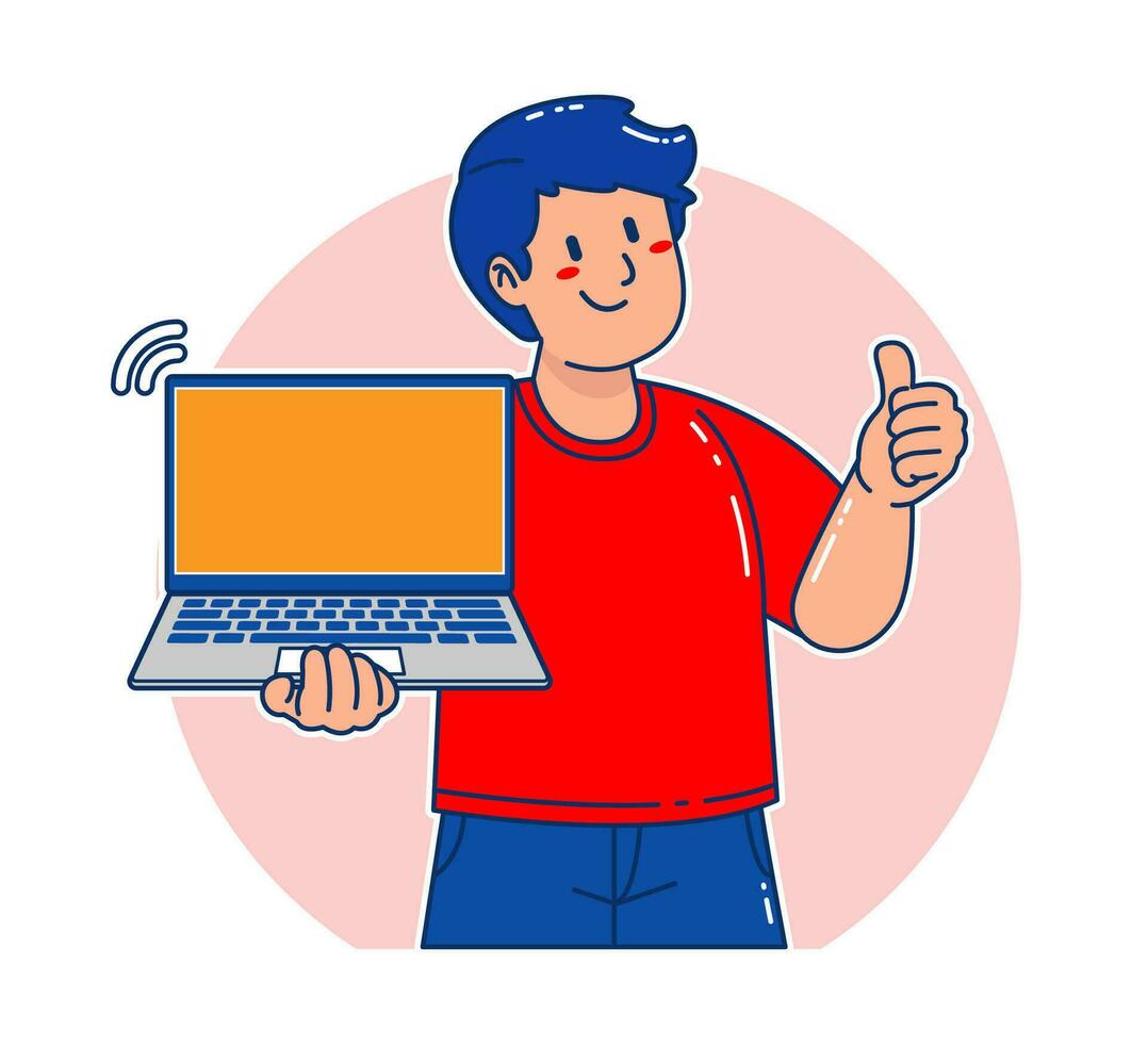 A Man carrying a laptop vector