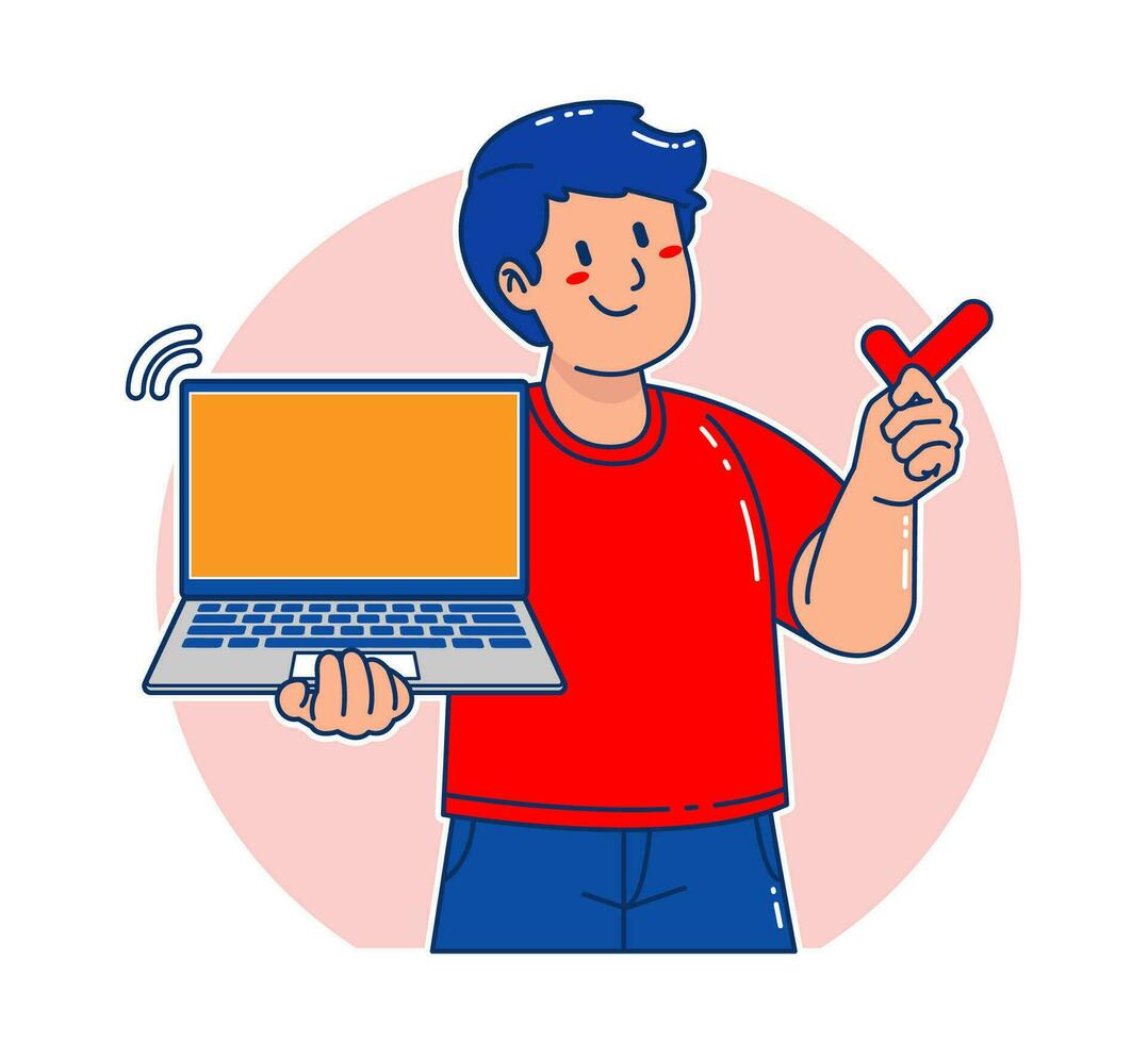 A Man carrying a laptop vector