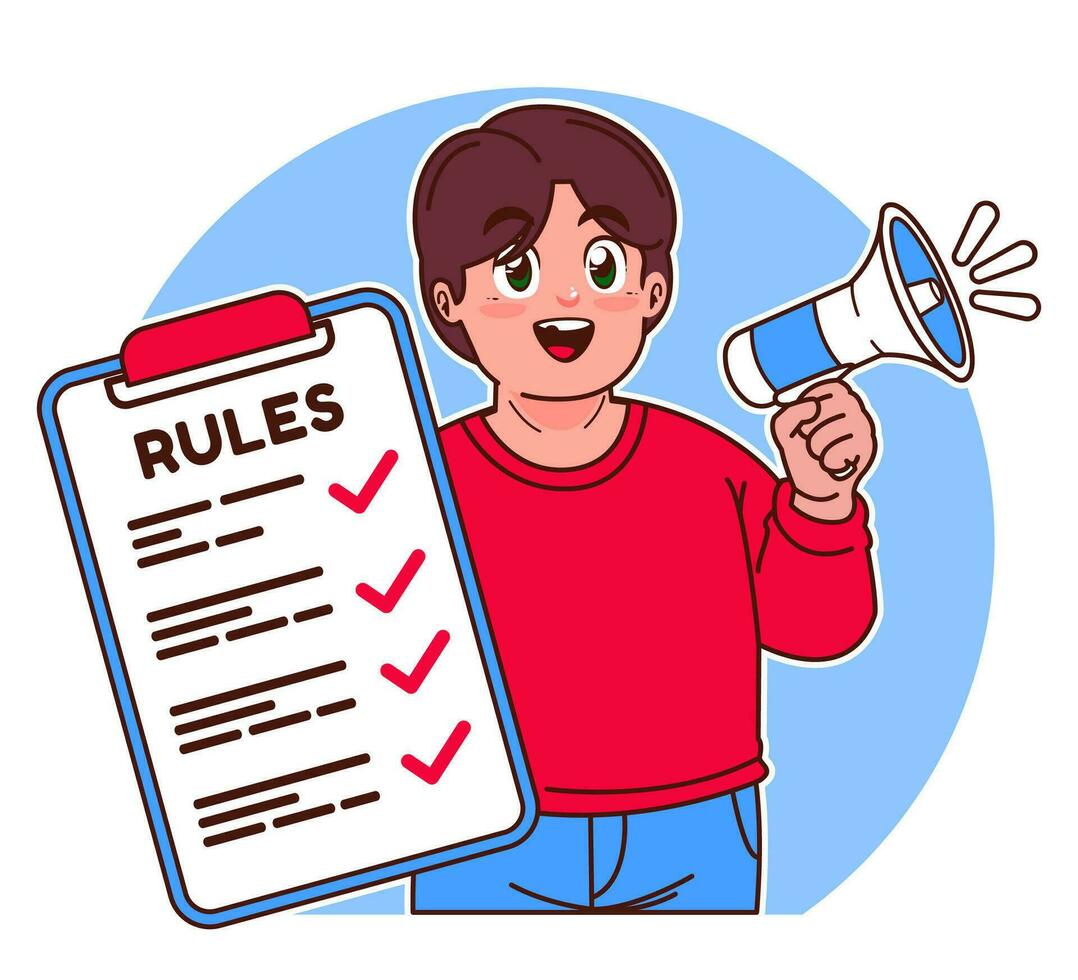 Little boy explains the rules vector