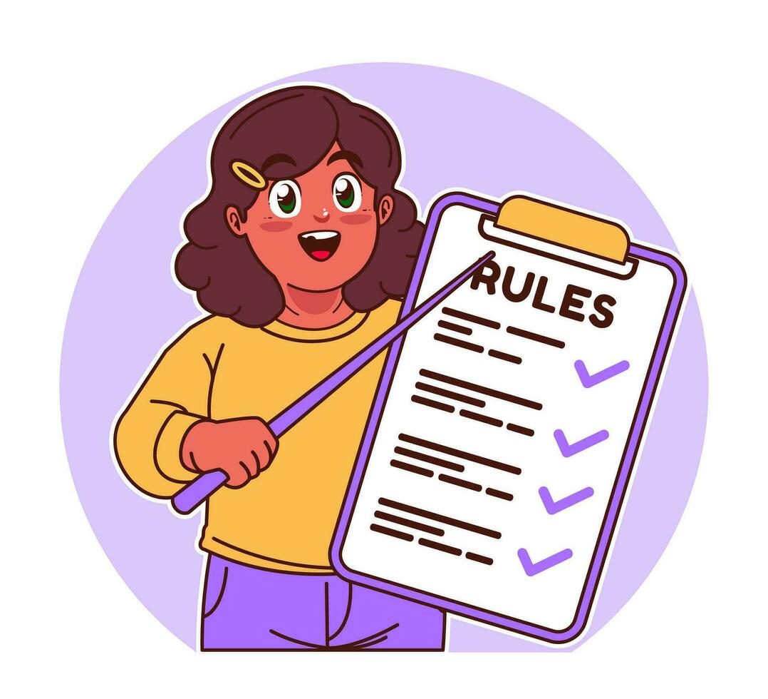 Little black girl explains the rules vector