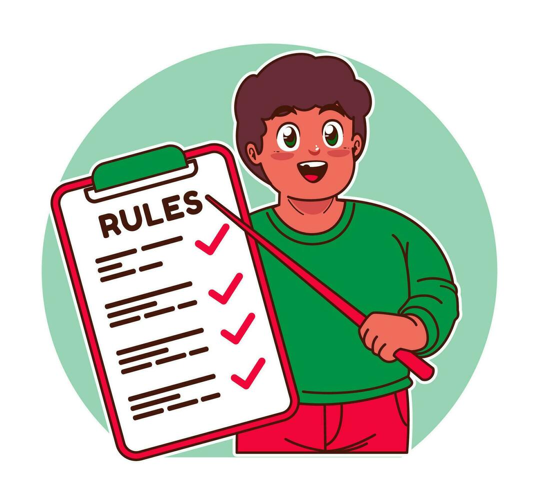 Little black boy explains the rules vector