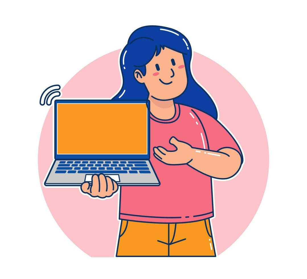 a woman carrying a laptop vector