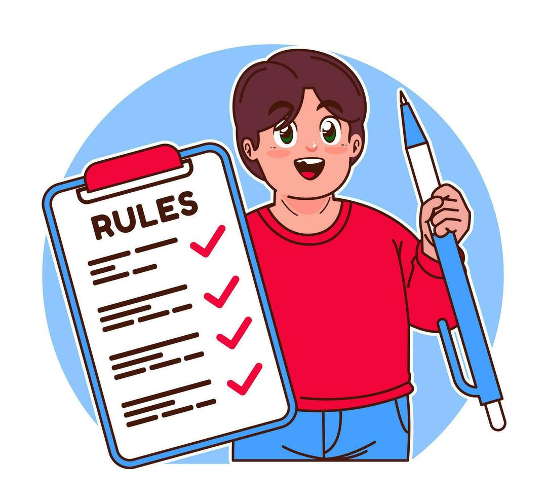 Little boy explains the rules vector