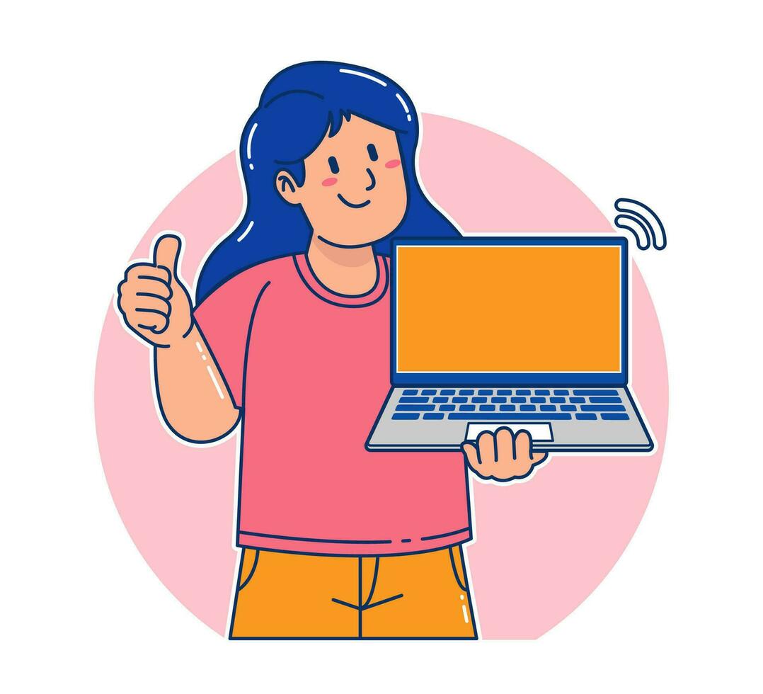 a woman carrying a laptop vector