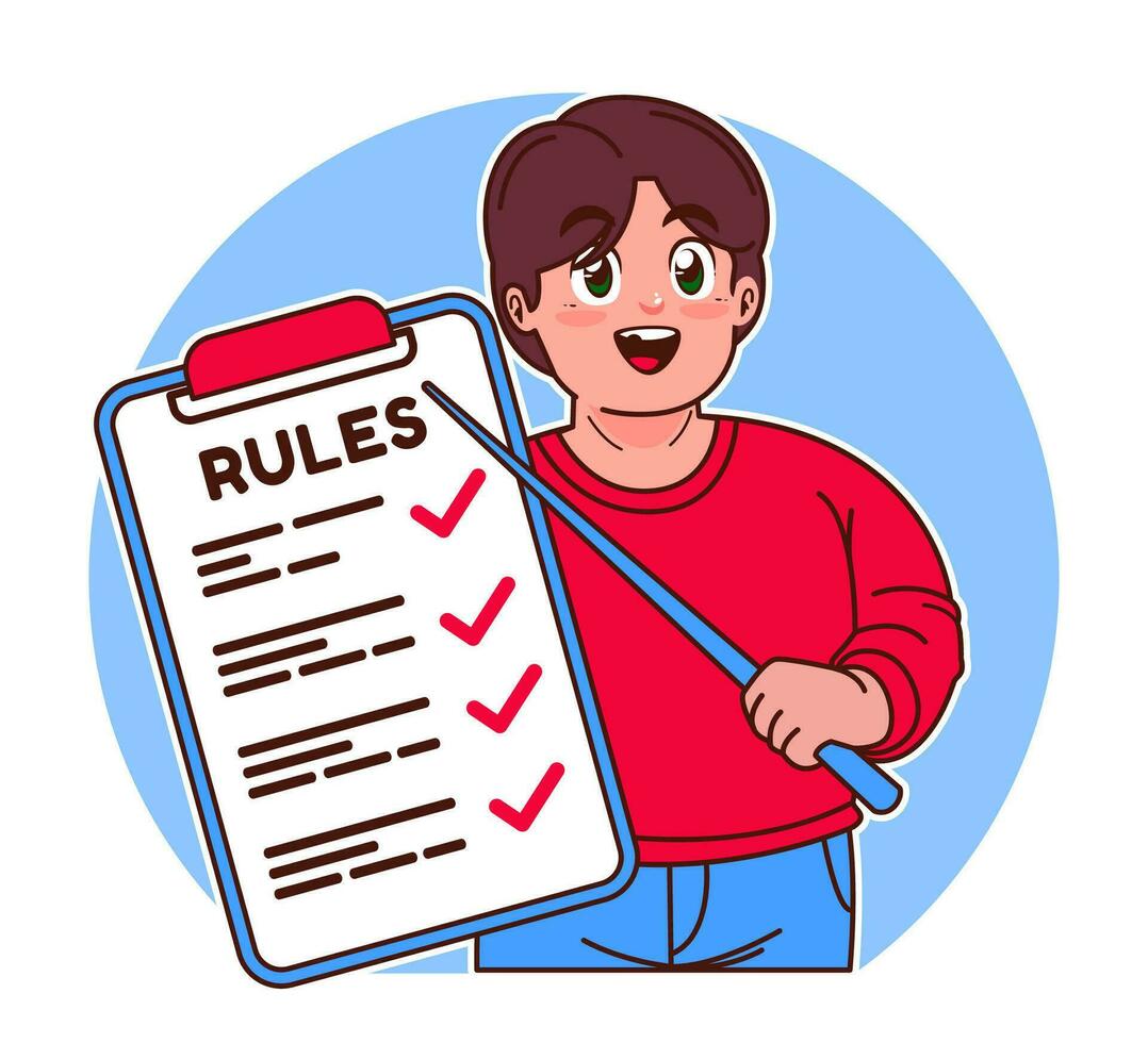 Little boy explains the rules vector