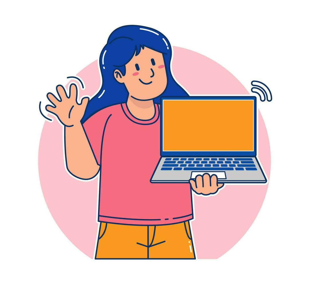 a woman carrying a laptop vector