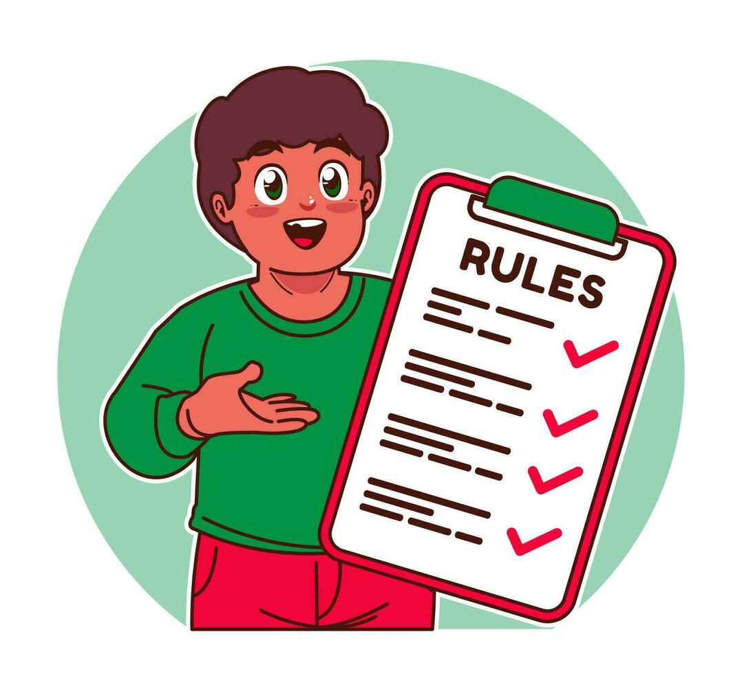 Little black boy explains the rules vector