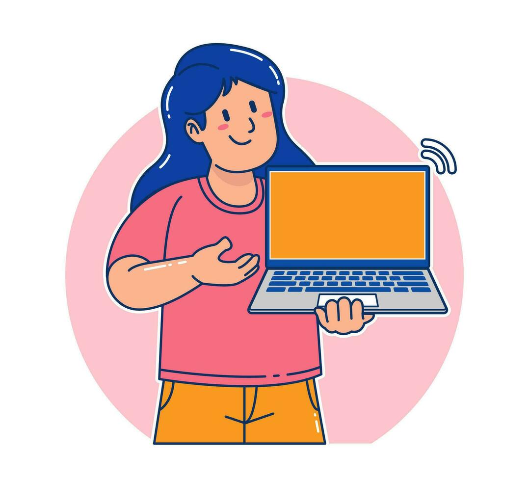 a woman carrying a laptop vector