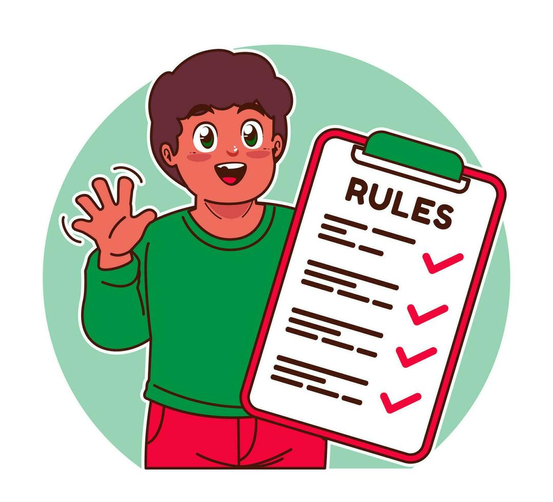 Little black boy explains the rules vector