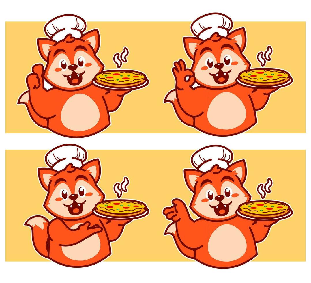 Chef Fox brings pizza vector