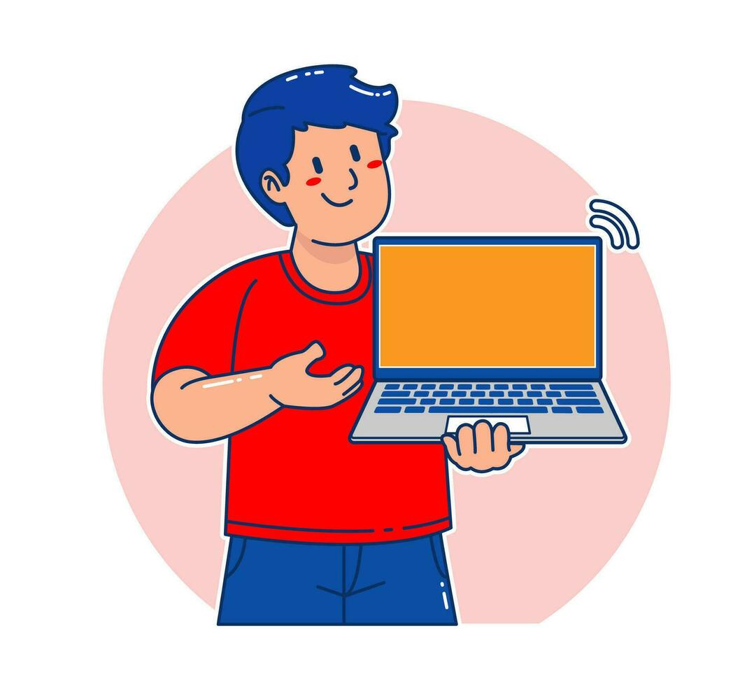 A Man carrying a laptop vector