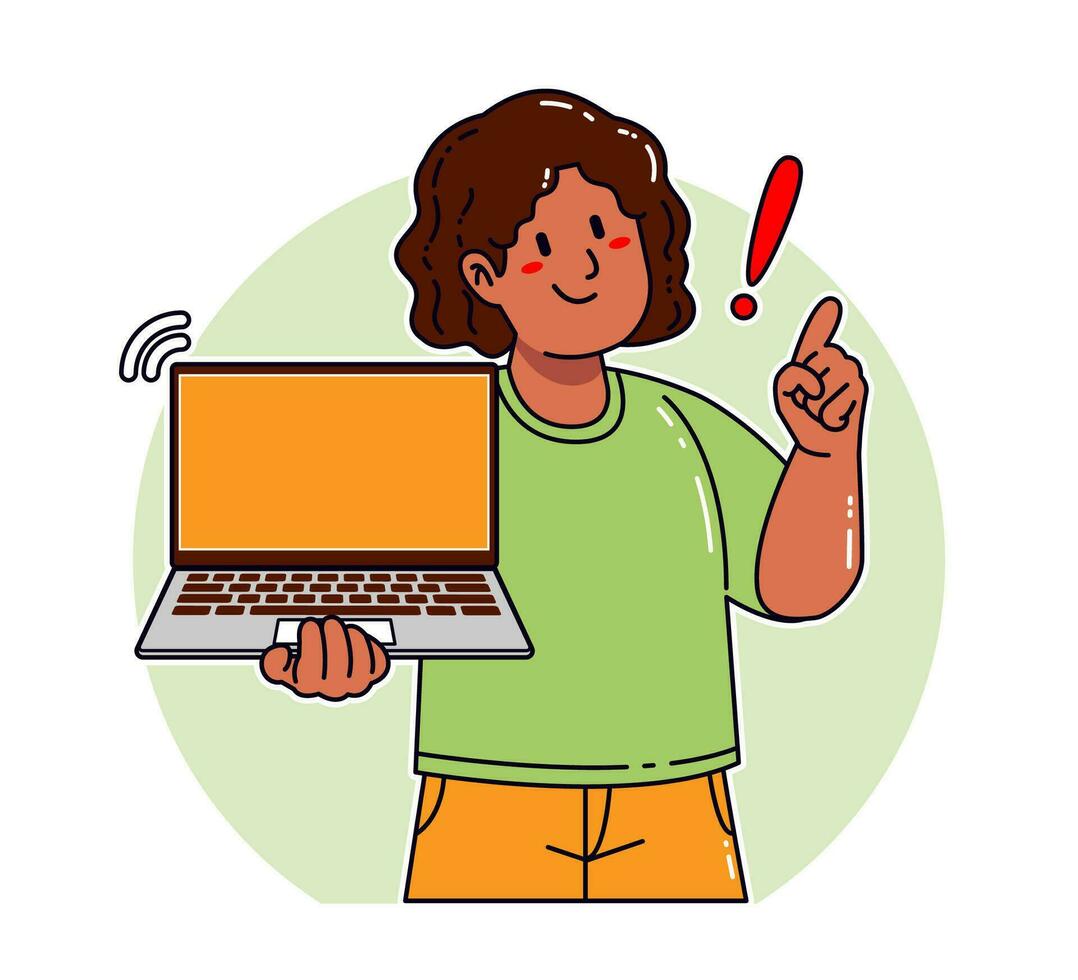 Black woman carrying a laptop vector