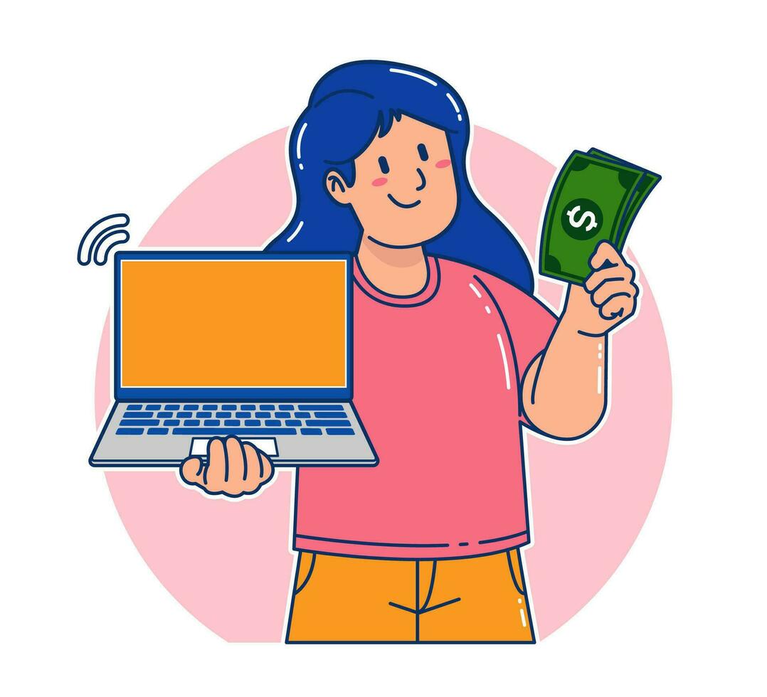 a woman carrying a laptop vector