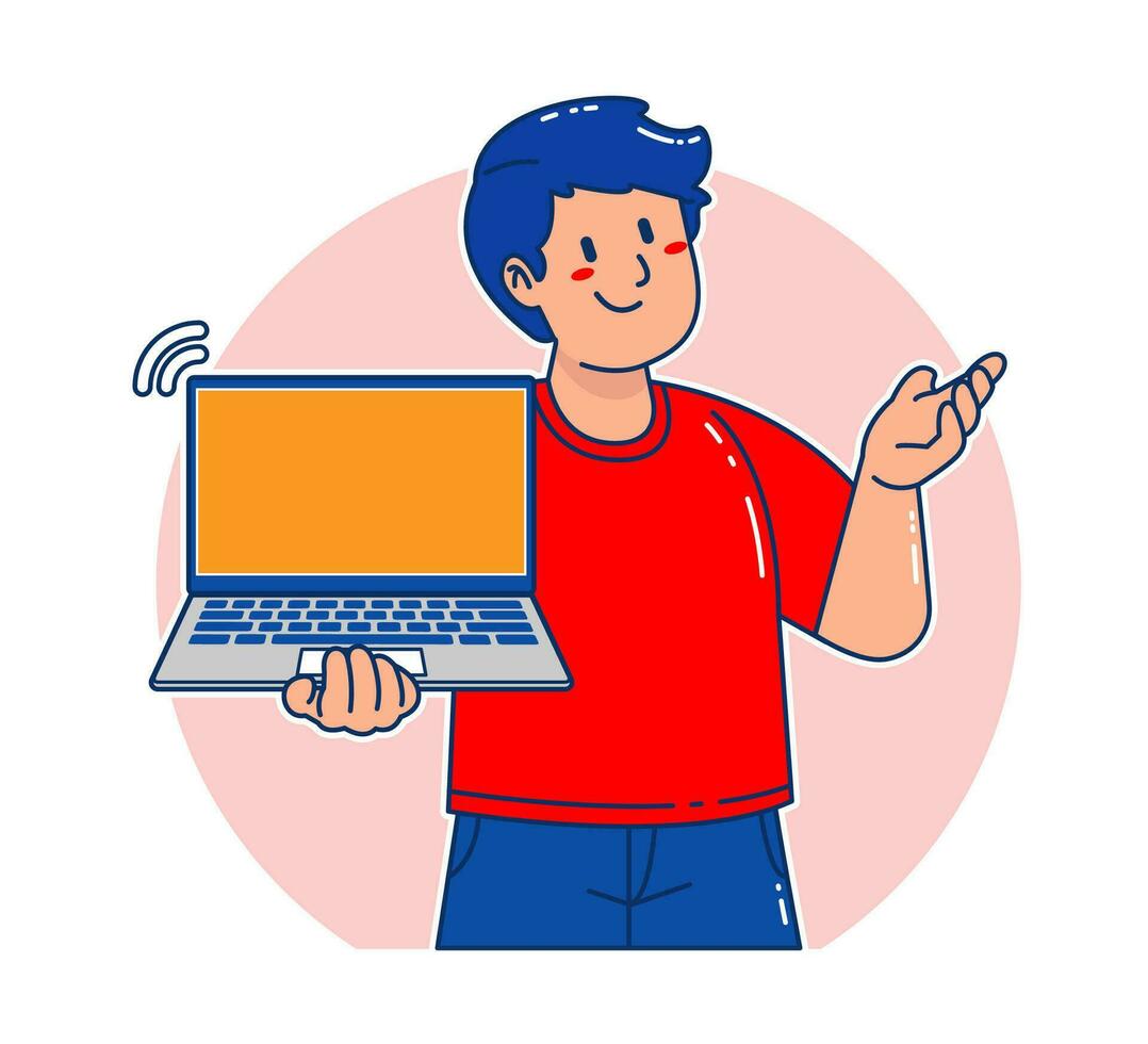 A Man carrying a laptop vector