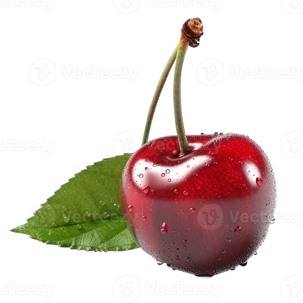 Cherry png isolated red berry fruit png fresh Cherry fruit Red Cherry transparent background, AI Generated