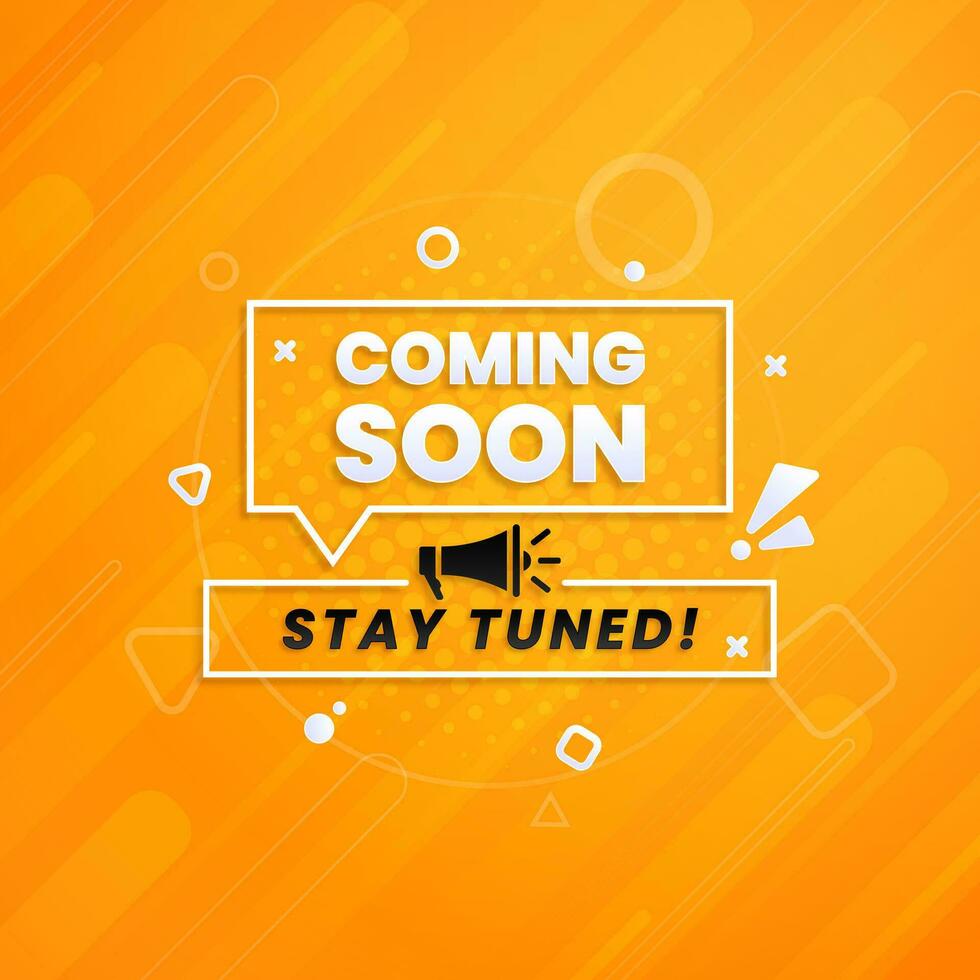 Coming soon with megaphone design on abstract background vector