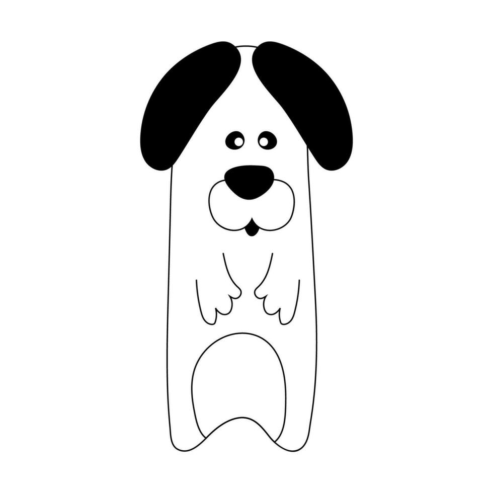 Cute doodle hand drawn dog. Little black puppy with big ears vector