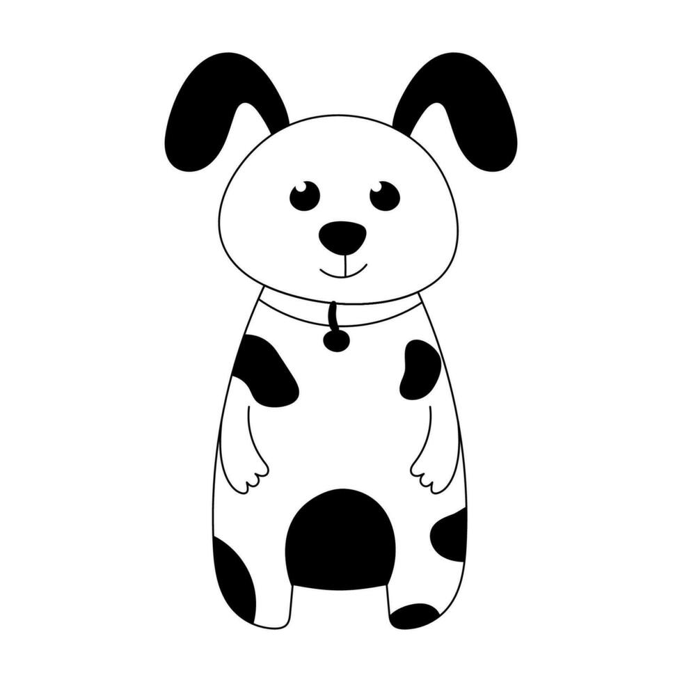 Cute doodle hand drawn dog. Little black puppy with big ears vector