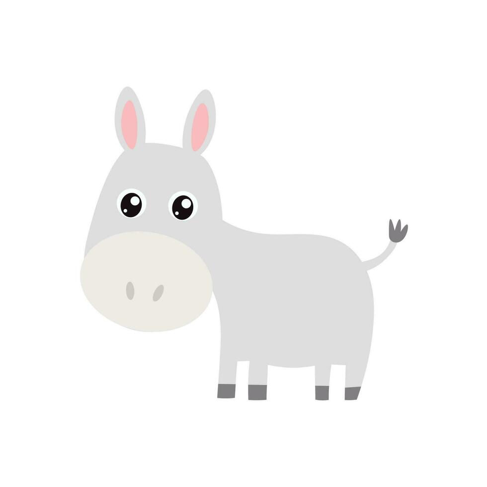 sencillo Burro para niños. granja animal vector