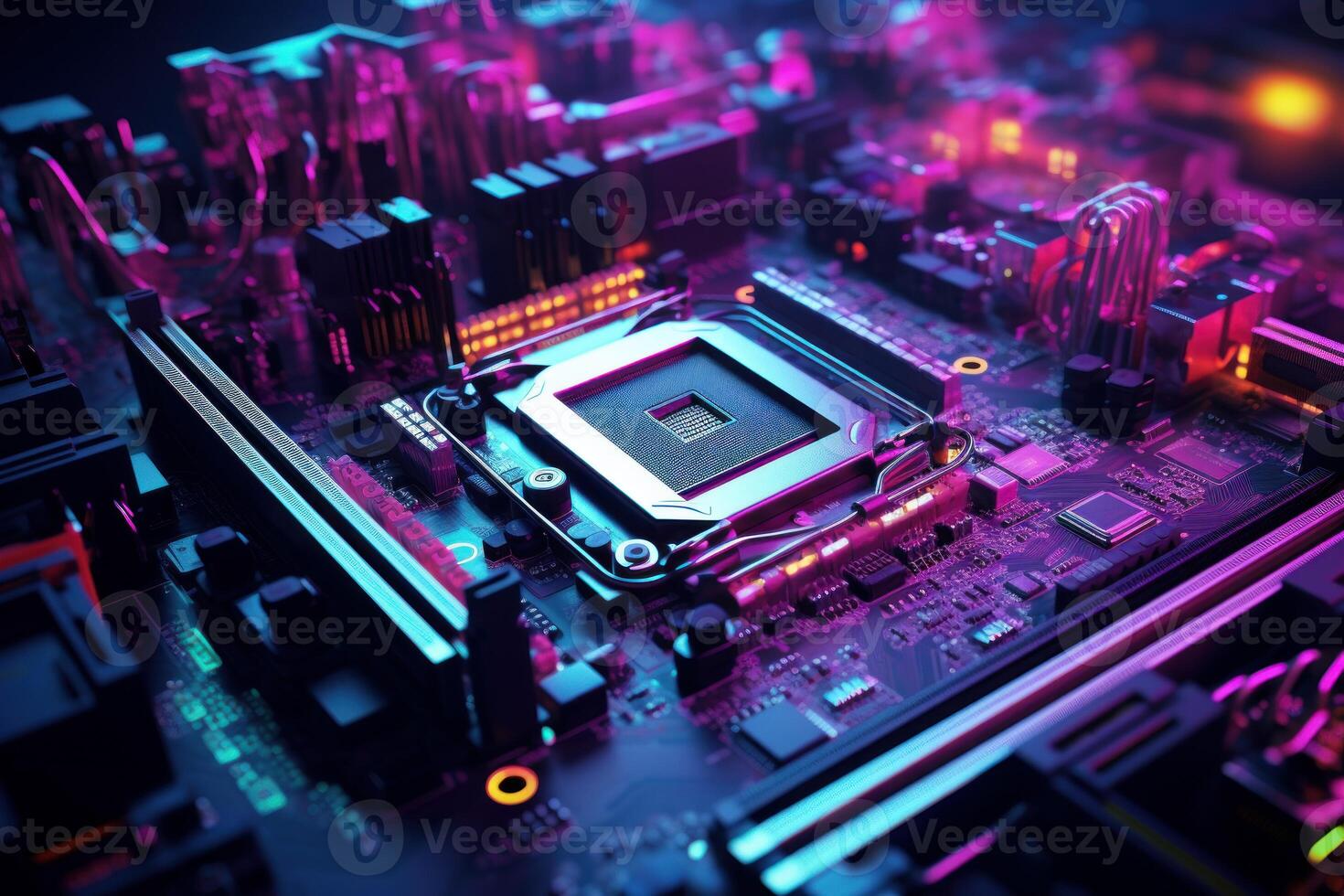 Compact Cpu modern motherboard. Generate Ai photo
