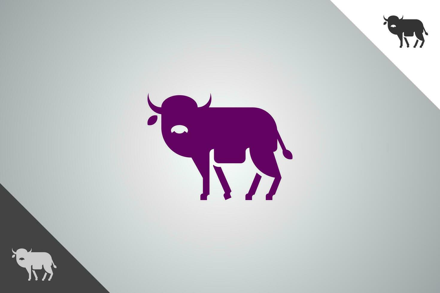 Buffalo logo. Minimal and modern logotype. Perfect logo for business related to agriculture industry, wheat farm, farm field, natural harvest, breeder. Isolated background. Vector eps 10.