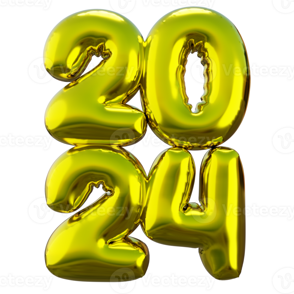 3D New Year 2024 Balloon in Vertical 33220788 PNG