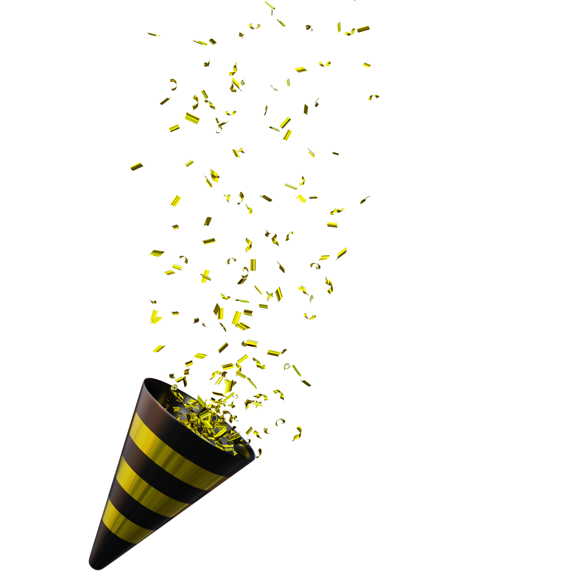 3D Gold Confetti Explosion, Realistic 3D Confetti for New Year