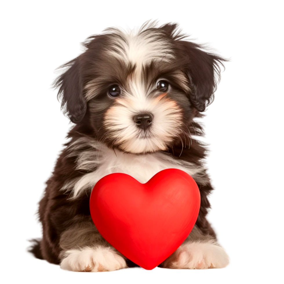 Havanese dog Puppy Pharaoh Hound Shih Tzu Valentine's Day, painted  Generative Ai png