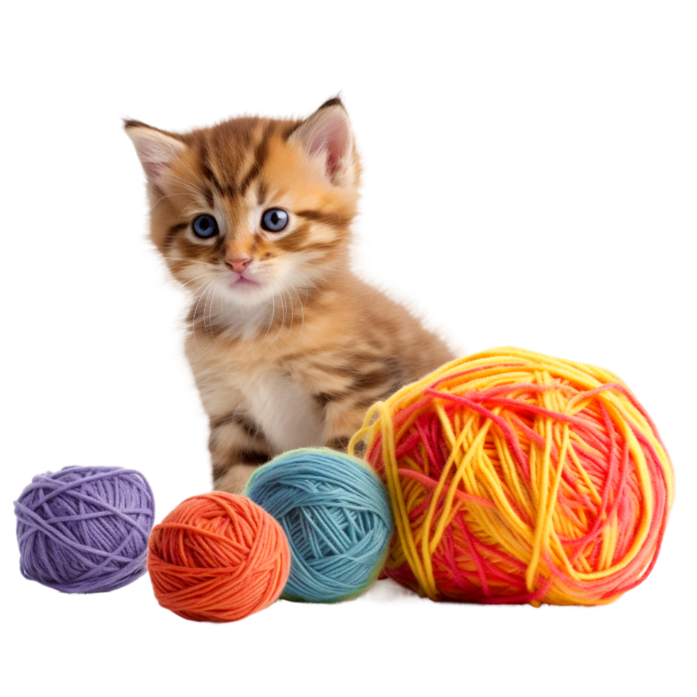 Cat Kitten Yarn Thread Crochet  Generative Ai png