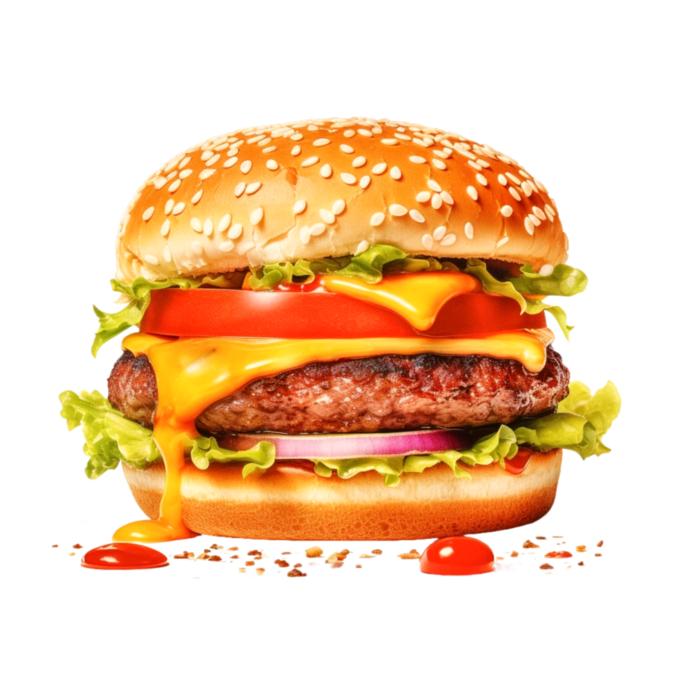färsk nötkött burger generativ ai png