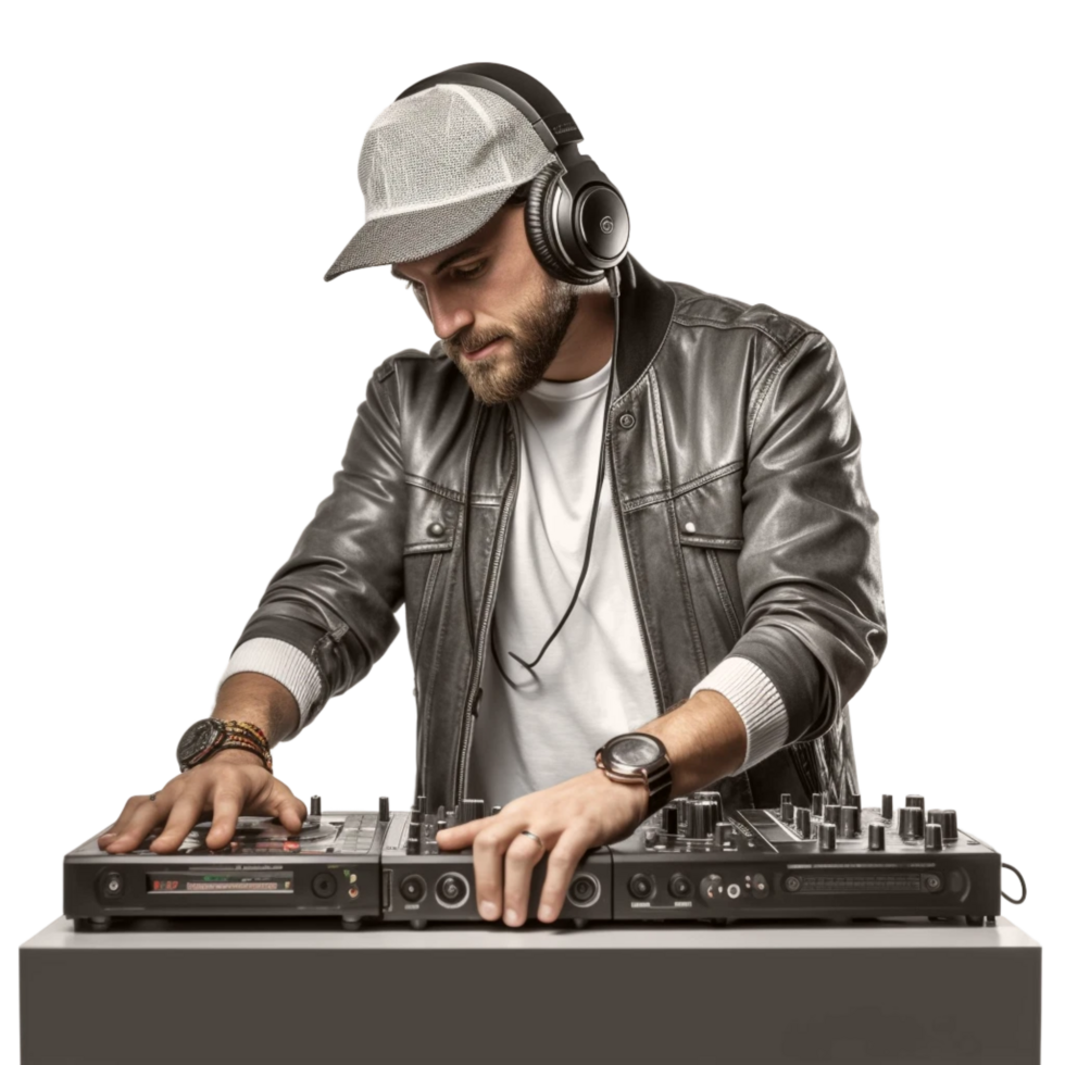 masculino DJ en silueta generativo ai png