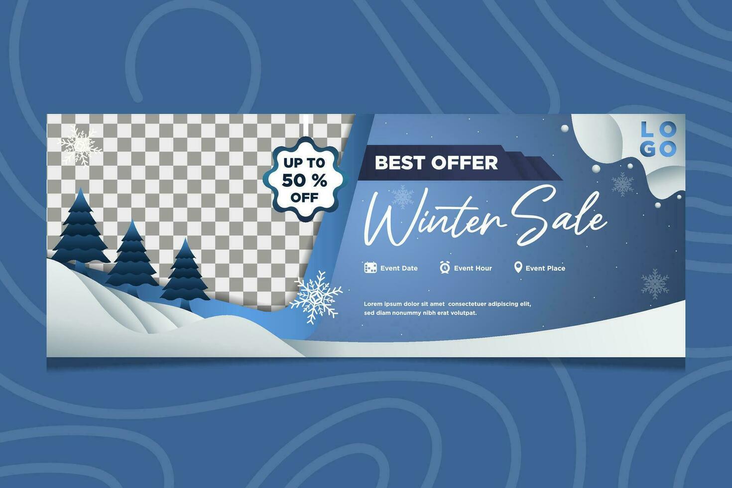 Banner Template Winter Sales Exclusive Design vector